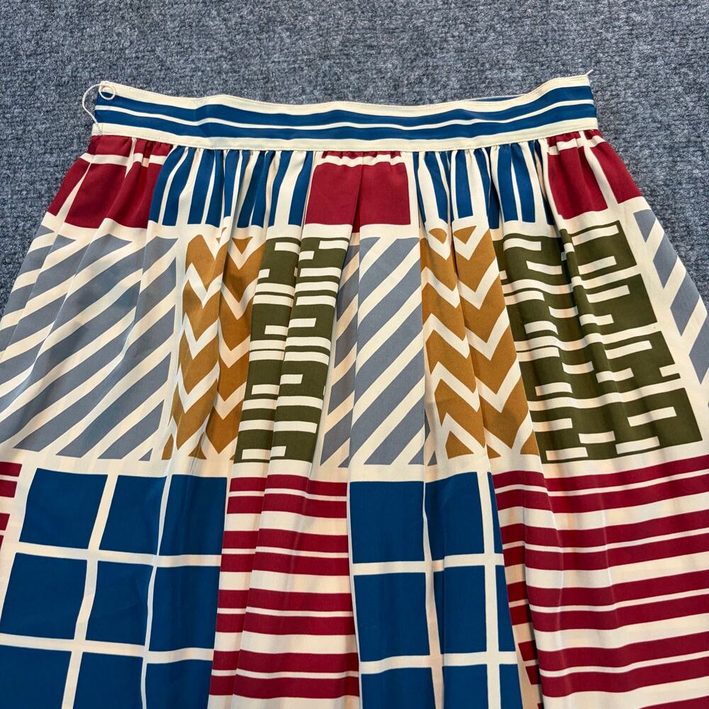 Vtg Liz Claiborne Patchwork Midi Skirt Womens Size 10 Plaid Geometric Print - Picture 2 of 9
